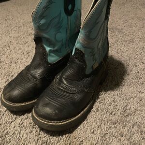 Justin Boots Black and Blue Heeled Boots